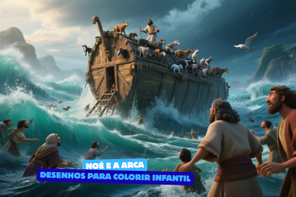 Noé e a Arca em Desenhos para Colorir Infantil