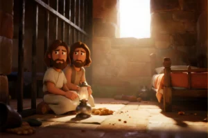 Desenhos de Paulo e Silas na Prisão para Crianças Aprenderem