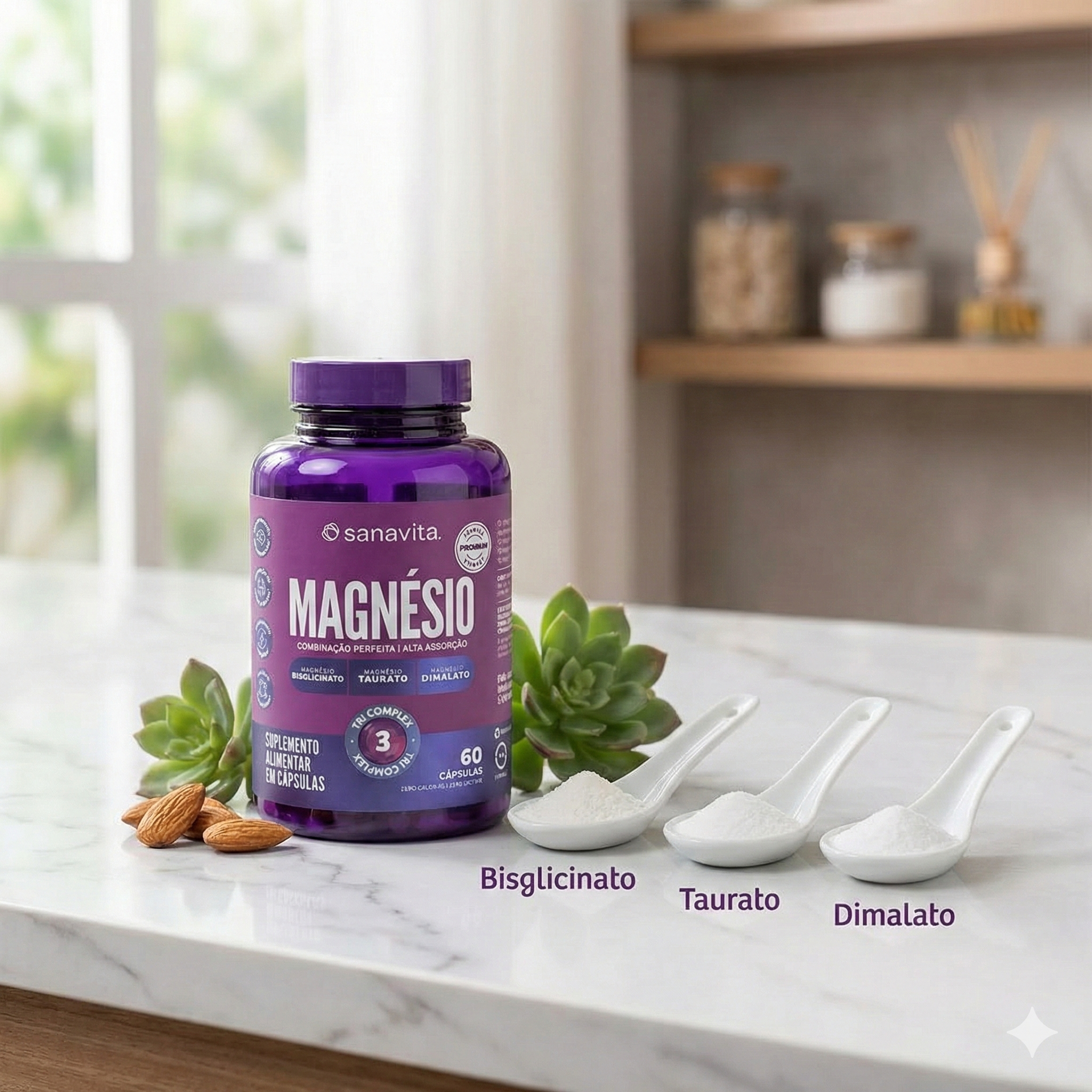 SUPLEMENTO ALIMENTAR MAGNÉSIO SANAVITA 60 CAPSULAS